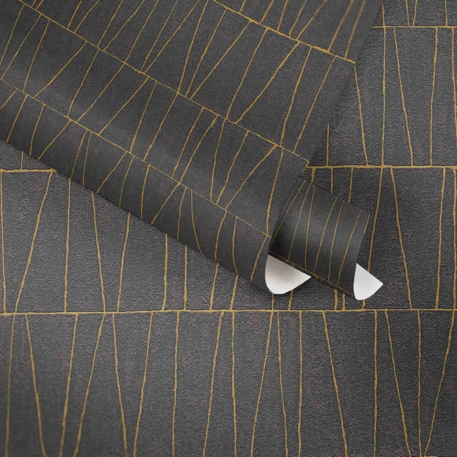 Vliestapete Grafik Linien Schwarz Gold Metallic 39506-3