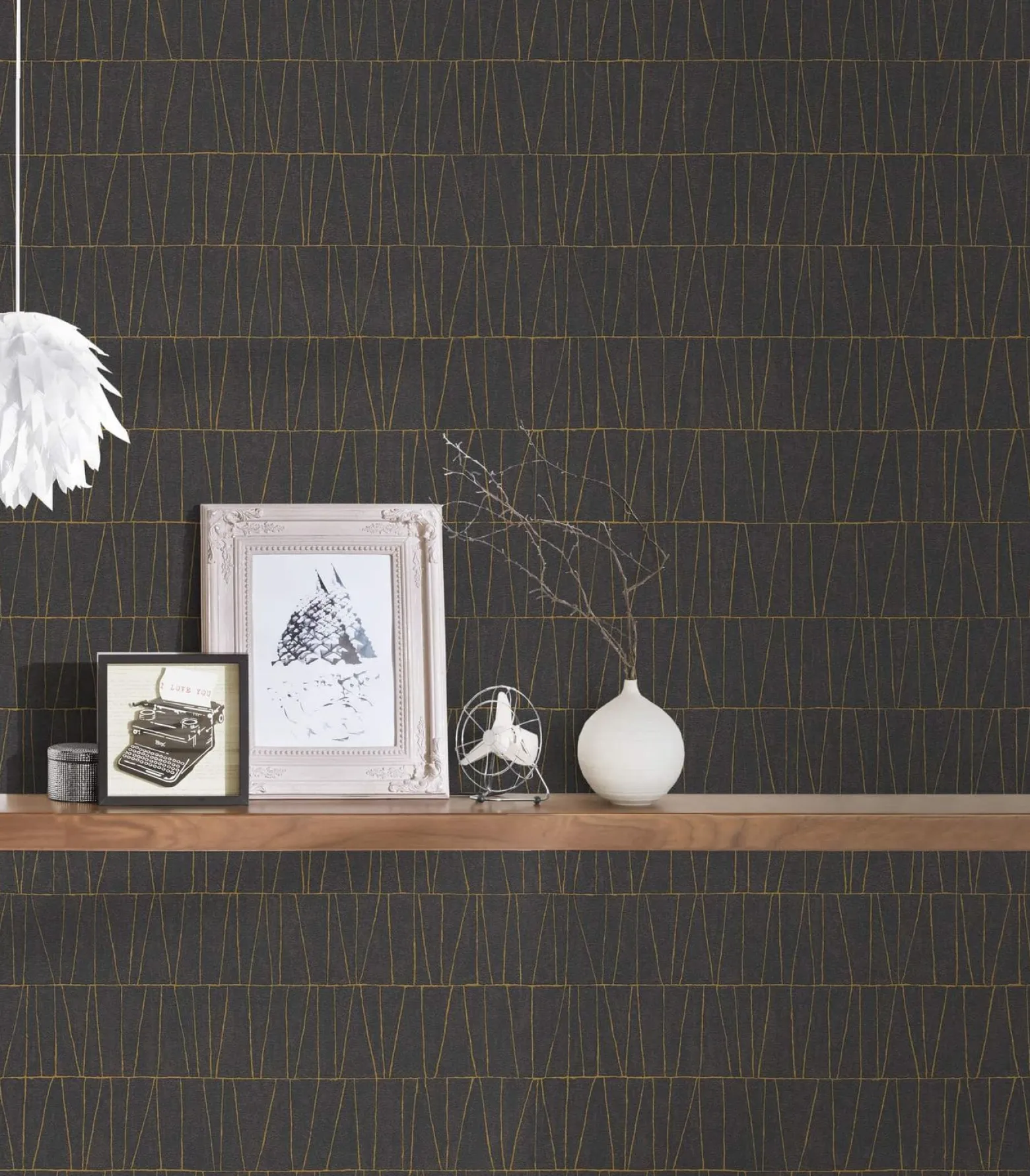 Vliestapete Grafik Linien Schwarz Gold Metallic 39506-3