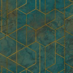 Vliestapete Grafik Marmor Grün Gold Metallic WL2501