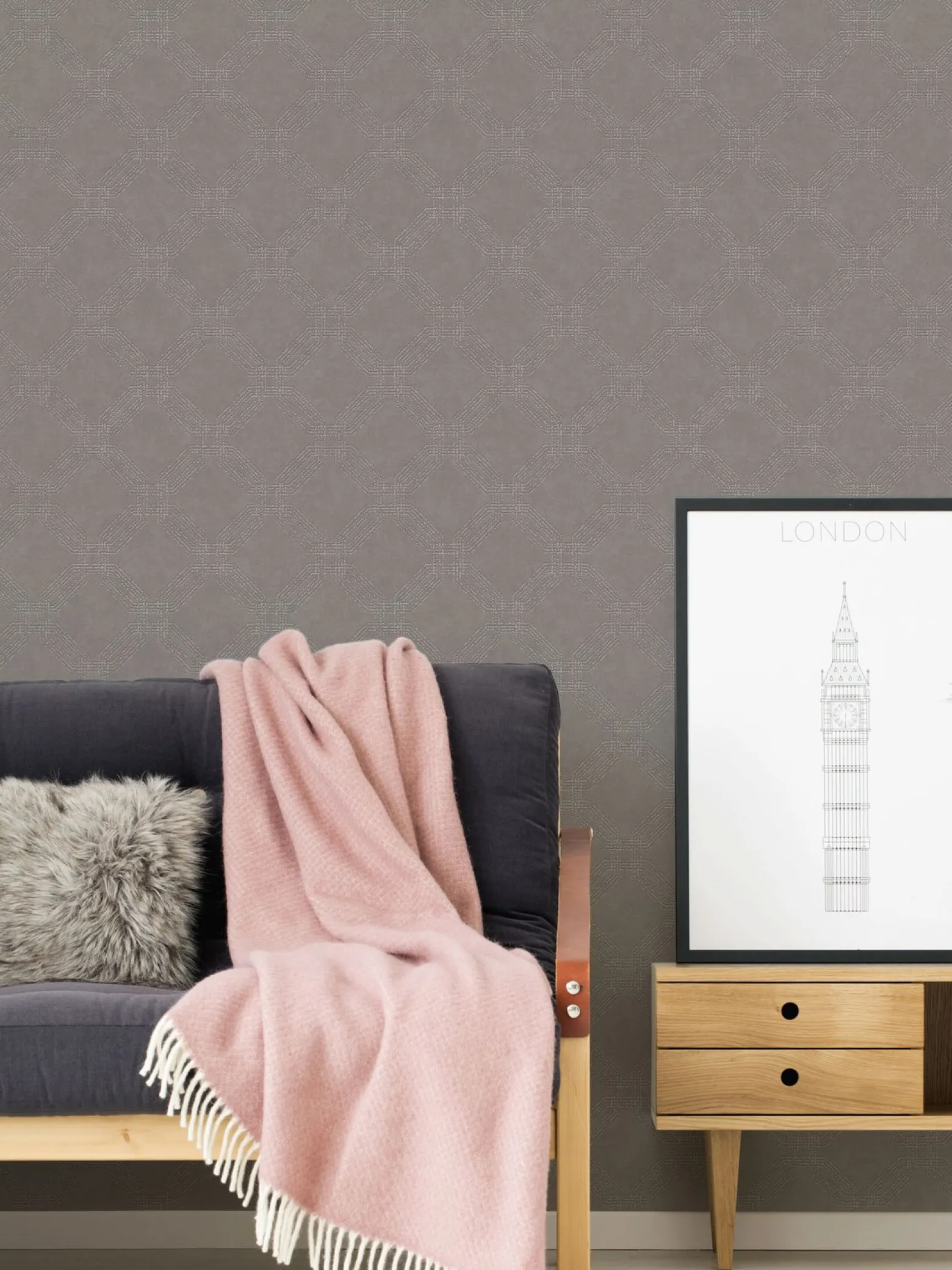 Vliestapete Grafik Modern dunkeltaupe 37477-4 | 374774