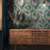 Vliestapete Grafik Motiv Beige Blau Grün 39932-2