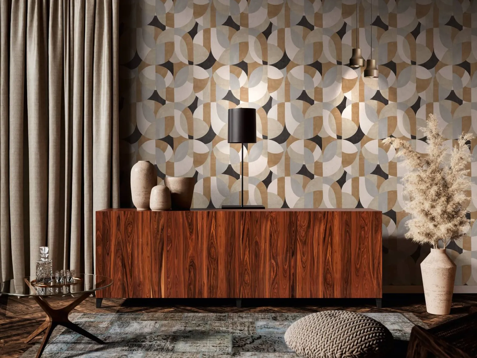 Vliestapete Grafik Motiv Beige Grau Braun 39932-1