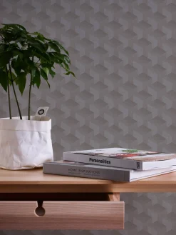 Vliestapete Grafik Muster 3D-Optik Dunkelgrau 38963-2