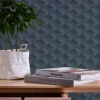 Vliestapete Grafik Muster 3D-Optik Blau Schwarz 38963-4