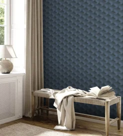 Vliestapete Grafik Muster 3D-Optik Blau Schwarz 38963-4