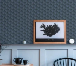 Vliestapete Grafik Muster 3D-Optik Blau Schwarz 38963-4