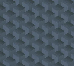 Vliestapete Grafik Muster 3D-Optik Blau Schwarz 38963-4
