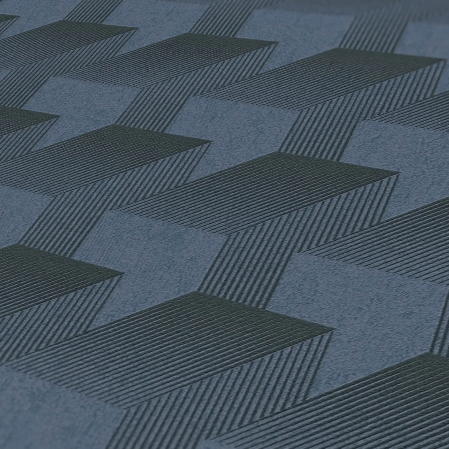 Vliestapete Grafik Muster 3D-Optik Blau Schwarz 38963-4