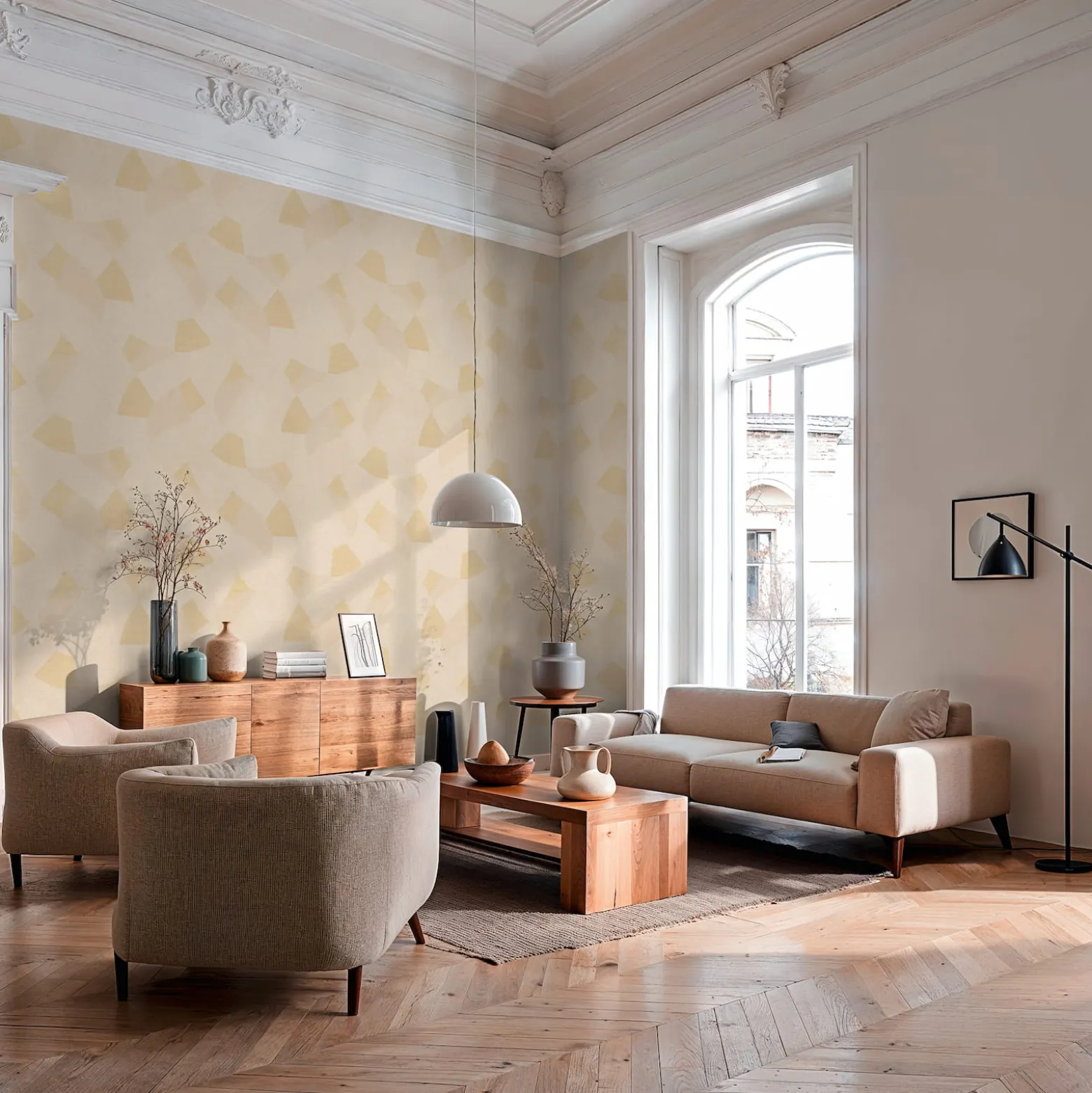 Vliestapete Grafik Muster Linien Beige Creme 79160-1