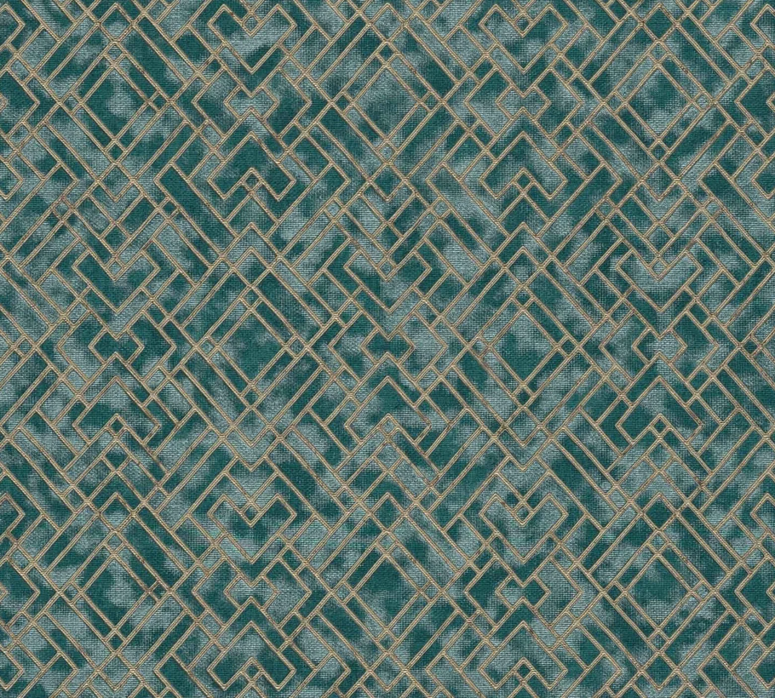 Vliestapete Grafik Muster Metallic Petrol Gold 38828-5