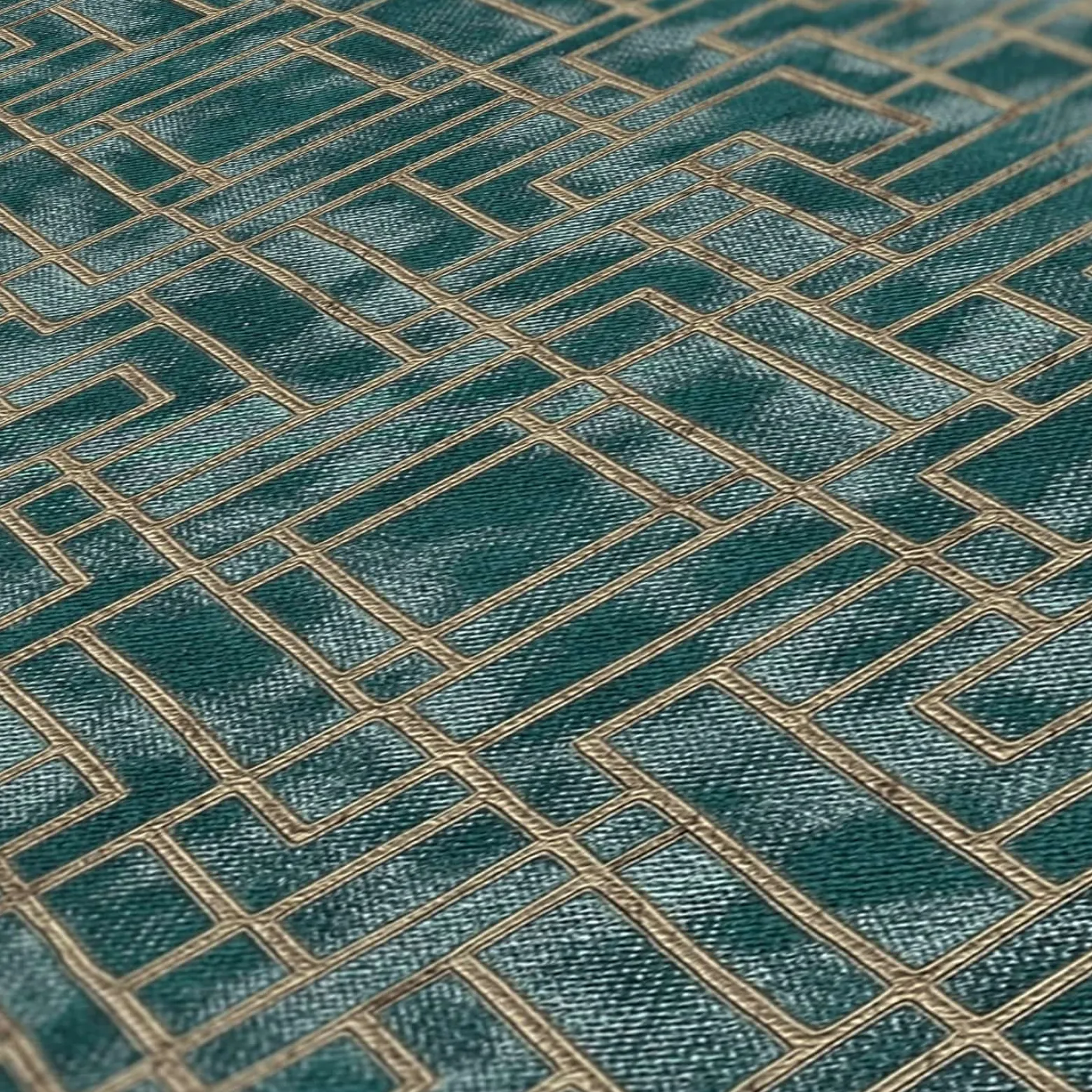 Vliestapete Grafik Muster Metallic Petrol Gold 38828-5