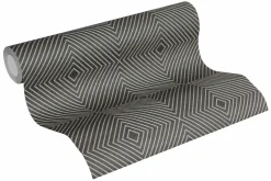 Vliestapete Grafik Raute anthrazit silber 36926-1