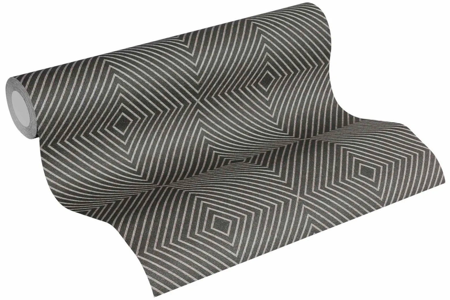 Vliestapete Grafik Raute anthrazit silber 36926-1