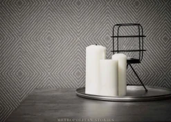 Vliestapete Grafik Raute anthrazit silber 36926-1