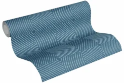 Vliestapete Grafik Raute blau silber 36926-4