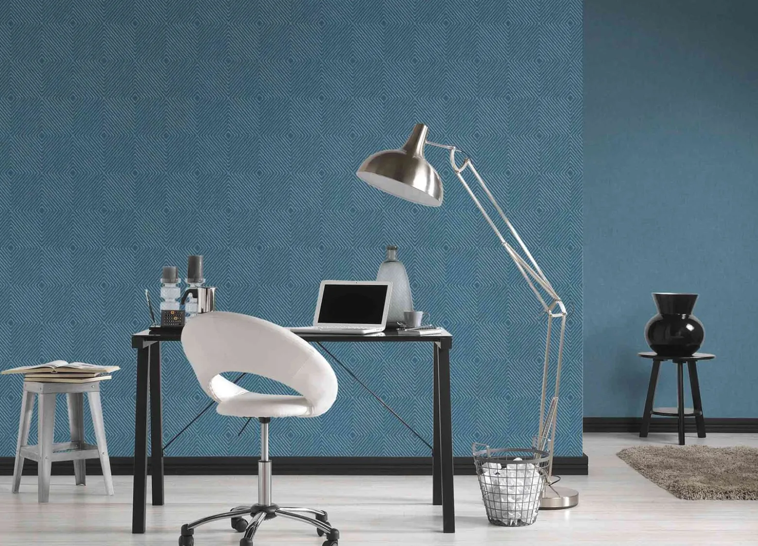 Vliestapete Grafik Raute blau silber 36926-4
