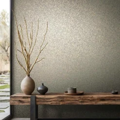 Vliestapete Grafik Rauten Anthrazit Gold Metallic 35540