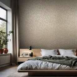 Vliestapete Grafik Rauten Anthrazit Gold Metallic 35540