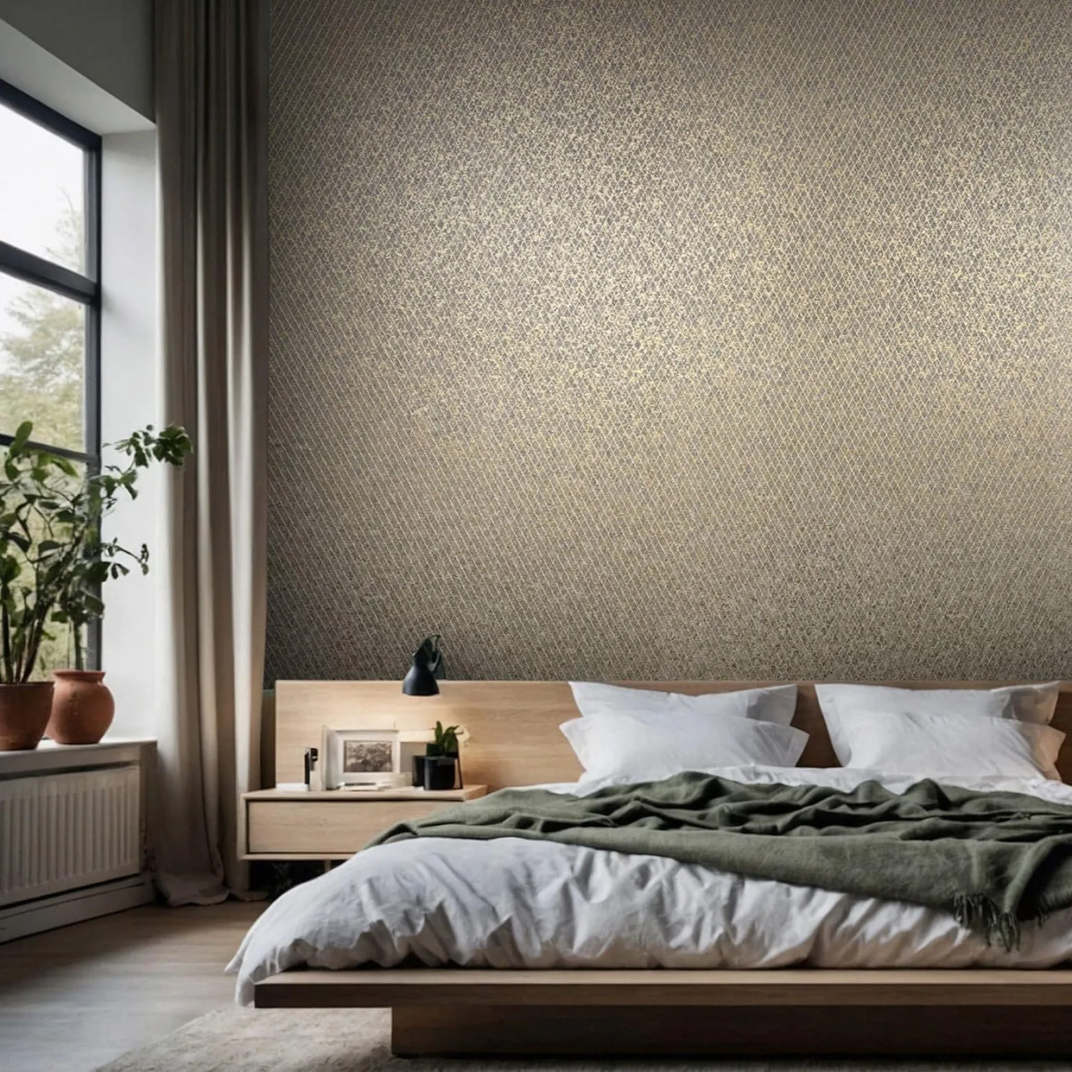 Vliestapete Grafik Rauten Anthrazit Gold Metallic 35540