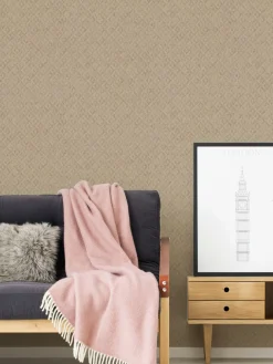 Vliestapete Grafik Rauten Beige Gold Metallic 39505-1