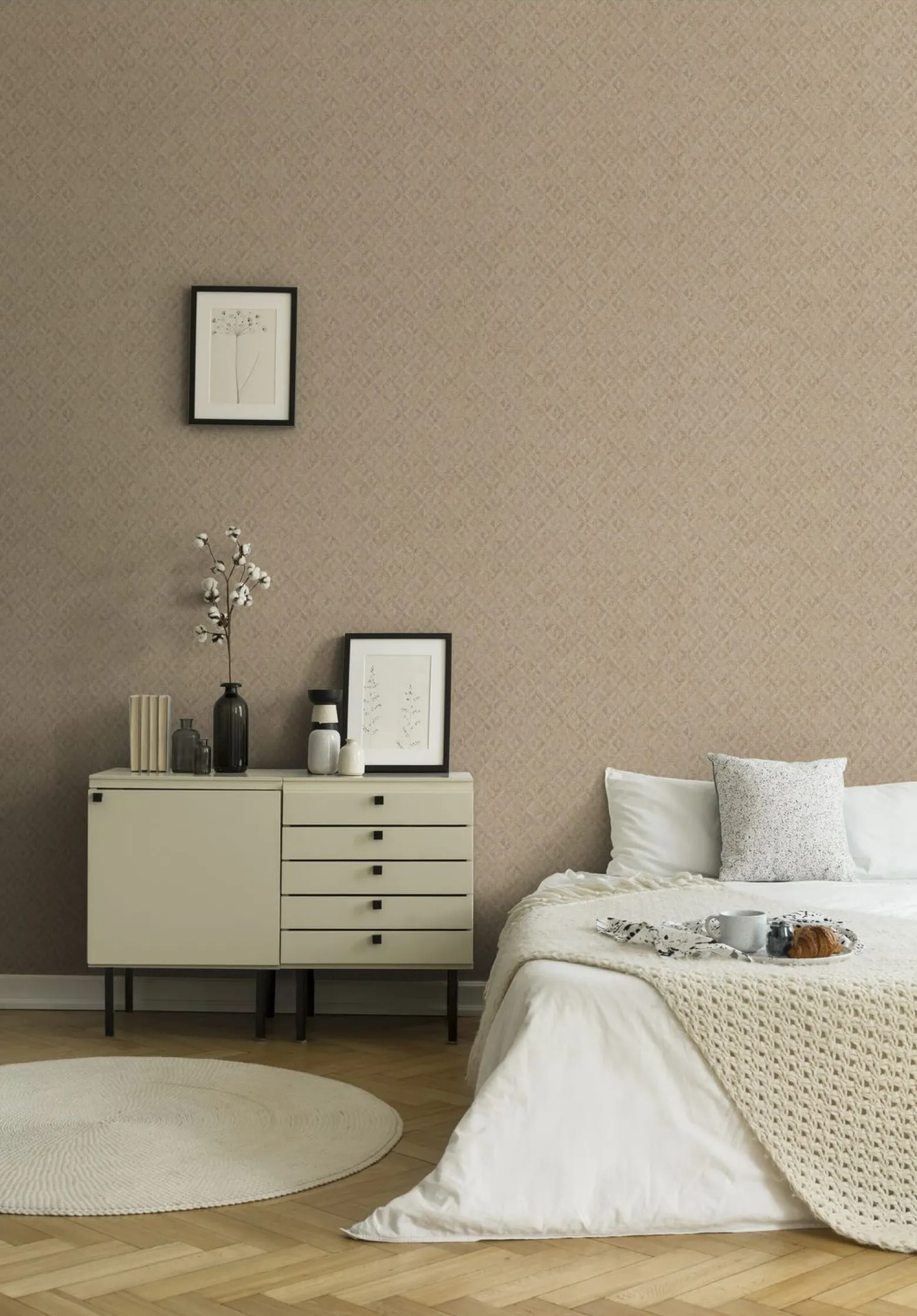 Vliestapete Grafik Rauten Beige Gold Metallic 39505-1