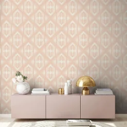 Vliestapete Grafik Rauten Beige Rosa Weiß 39531-5
