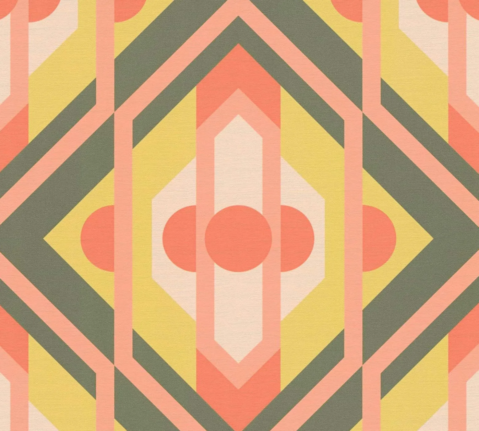Vliestapete Grafik Rauten Gelb Rosa Grün 39531-3