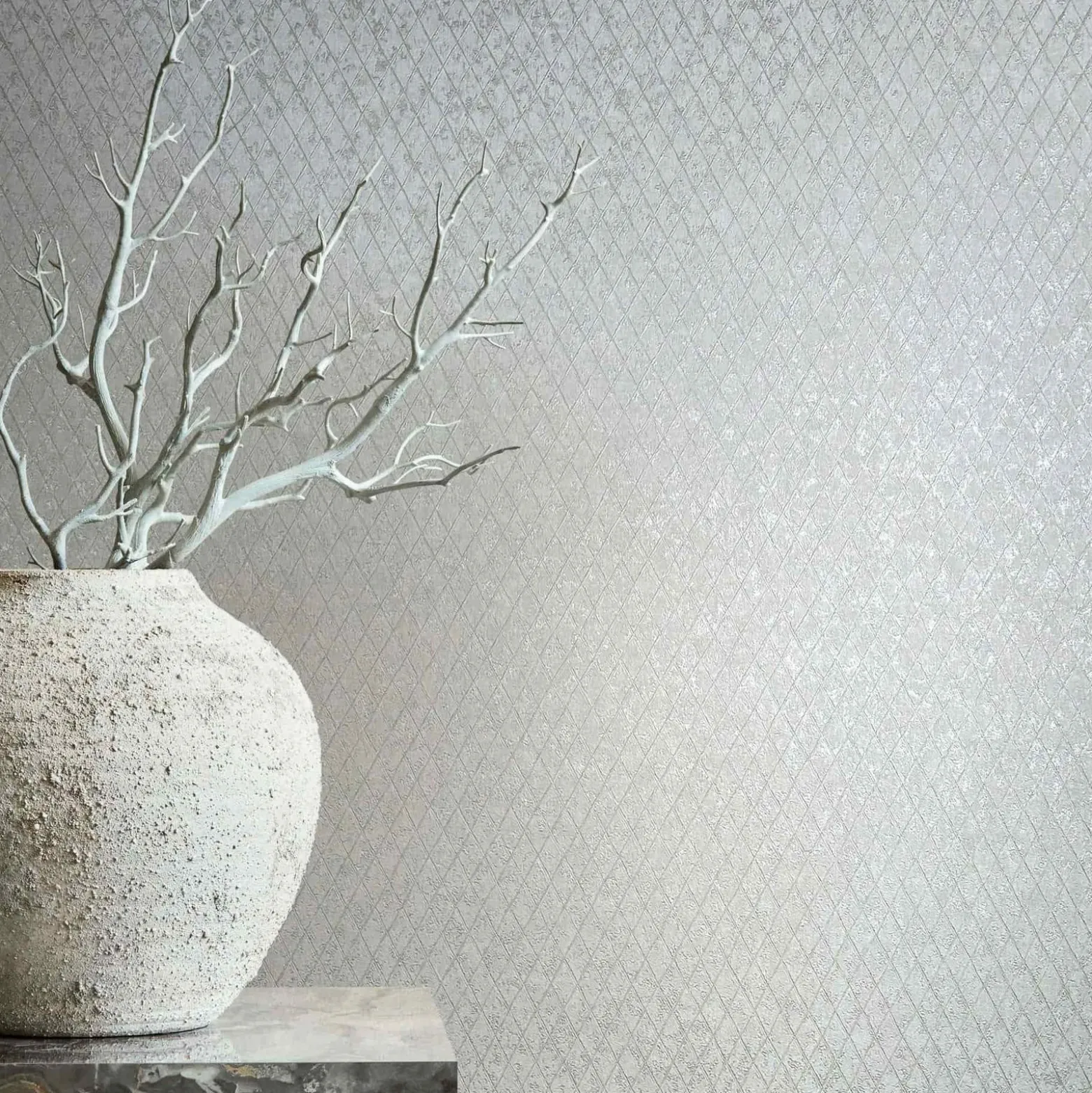 Vliestapete Grafik Rauten Hellgrau Silber Metallic 35536