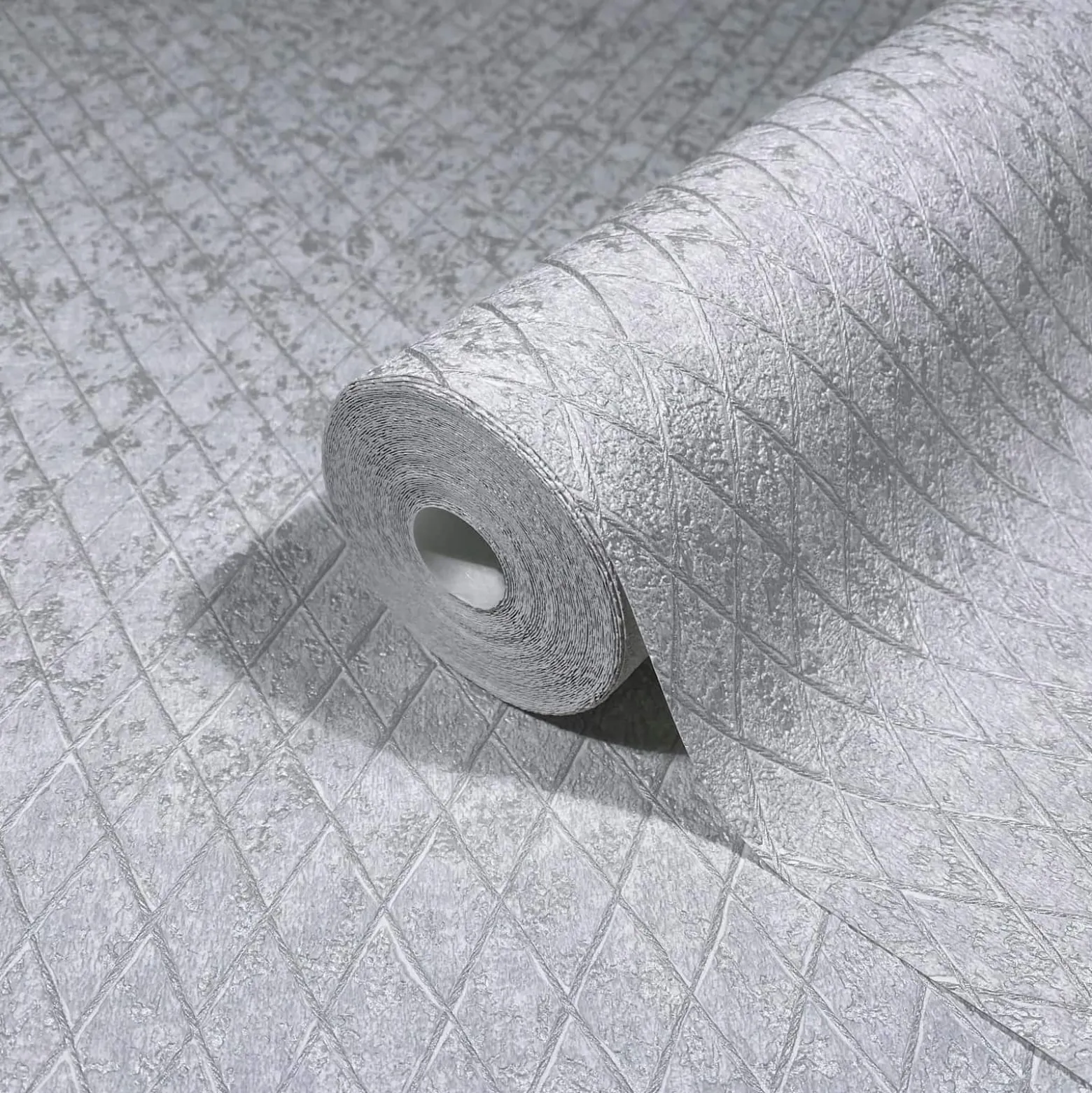 Vliestapete Grafik Rauten Hellgrau Silber Metallic 35536