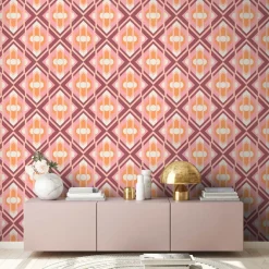 Vliestapete Grafik Rauten Orange Rosa39531-1
