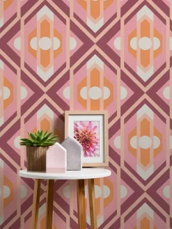 Vliestapete Grafik Rauten Orange Rosa39531-1