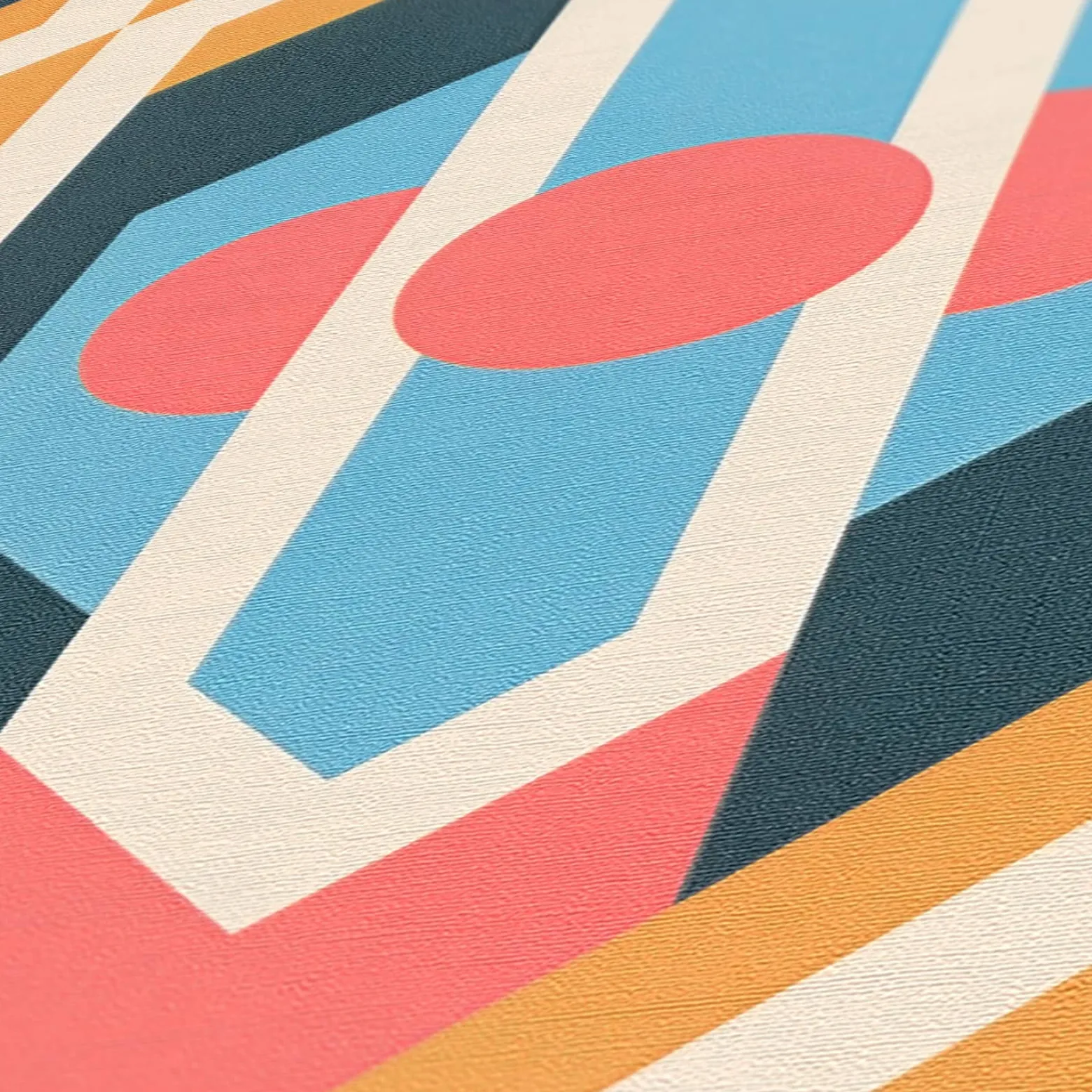 Vliestapete Grafik Rauten Orange Blau 39531-4