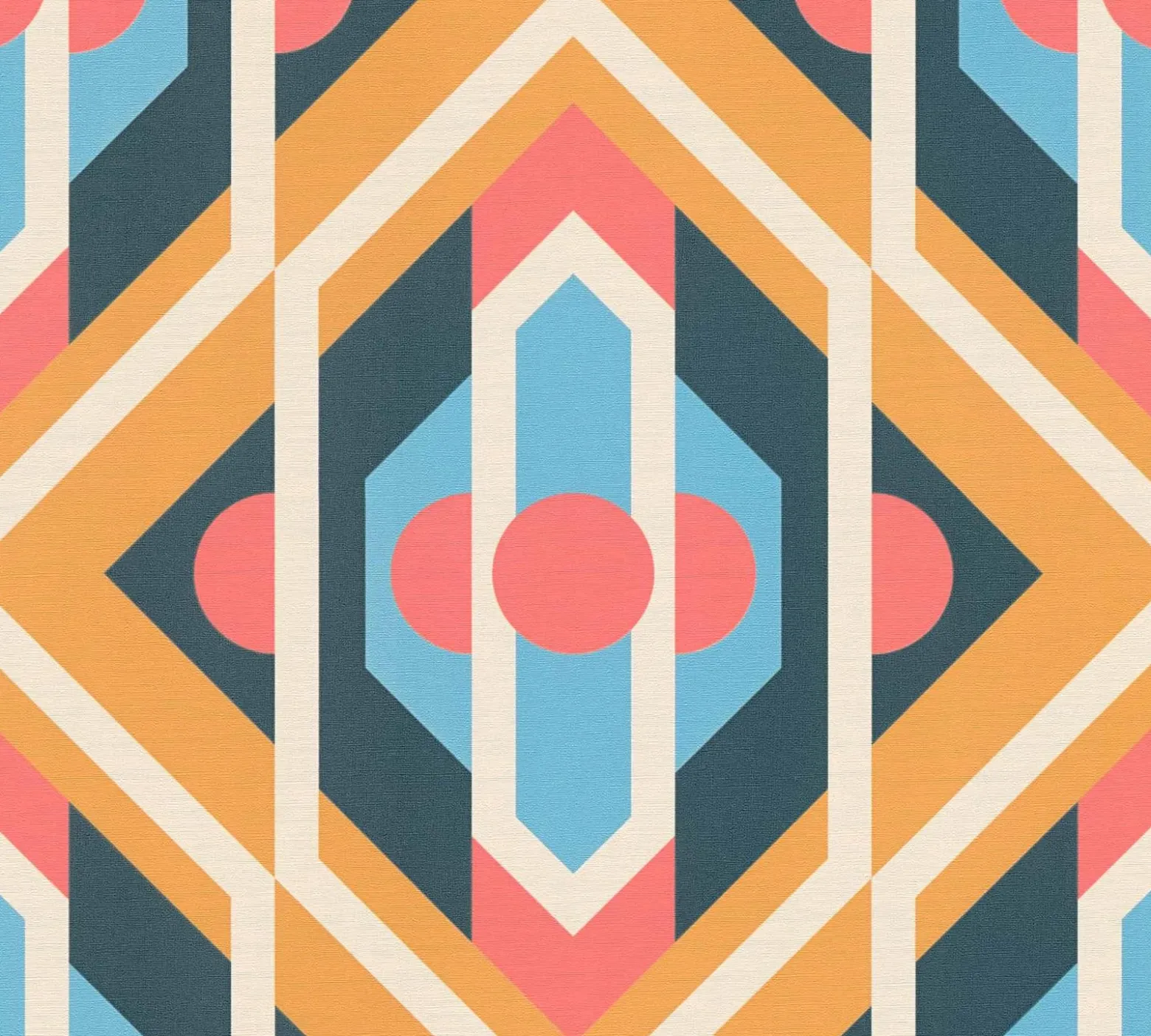 Vliestapete Grafik Rauten Orange Blau 39531-4