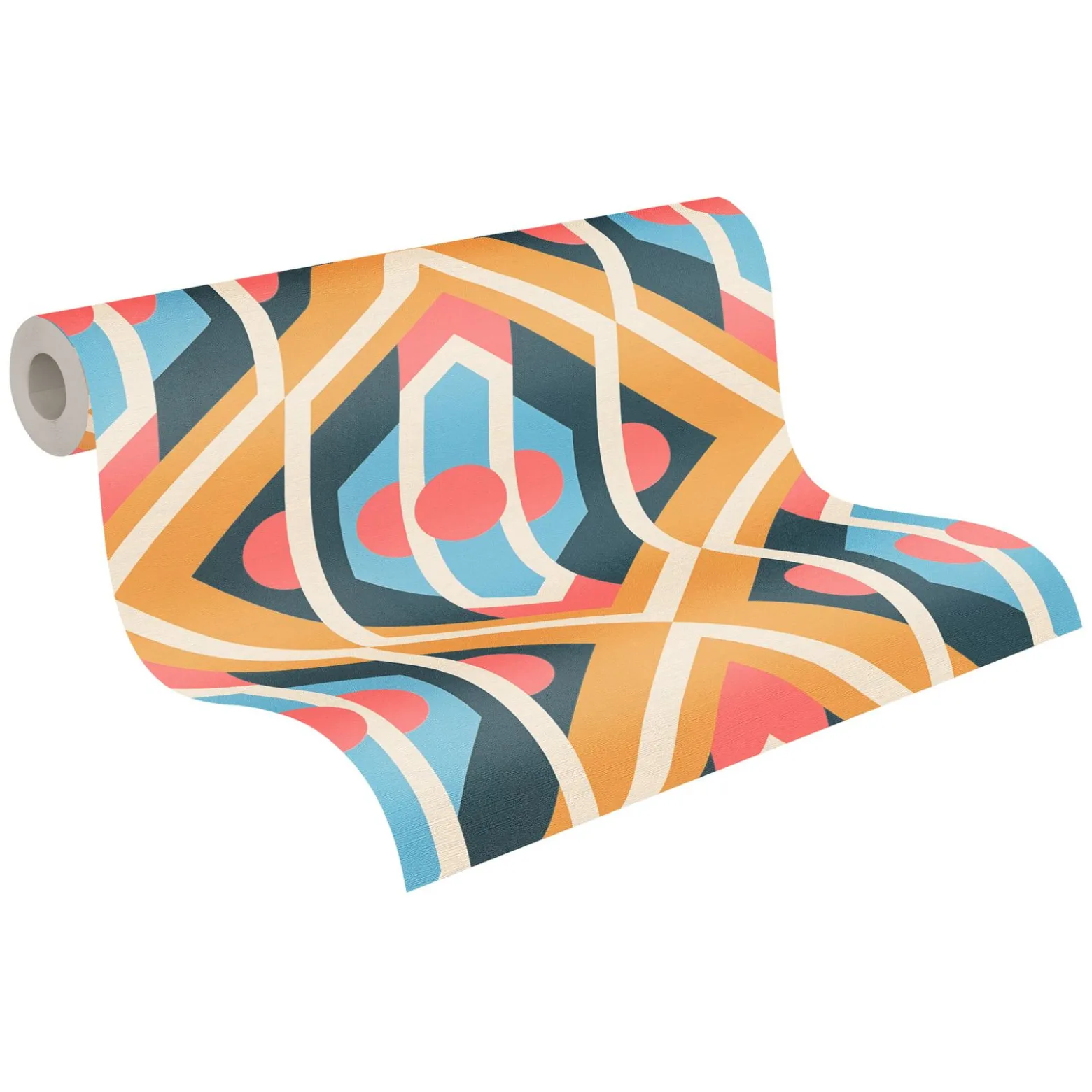 Vliestapete Grafik Rauten Orange Blau 39531-4