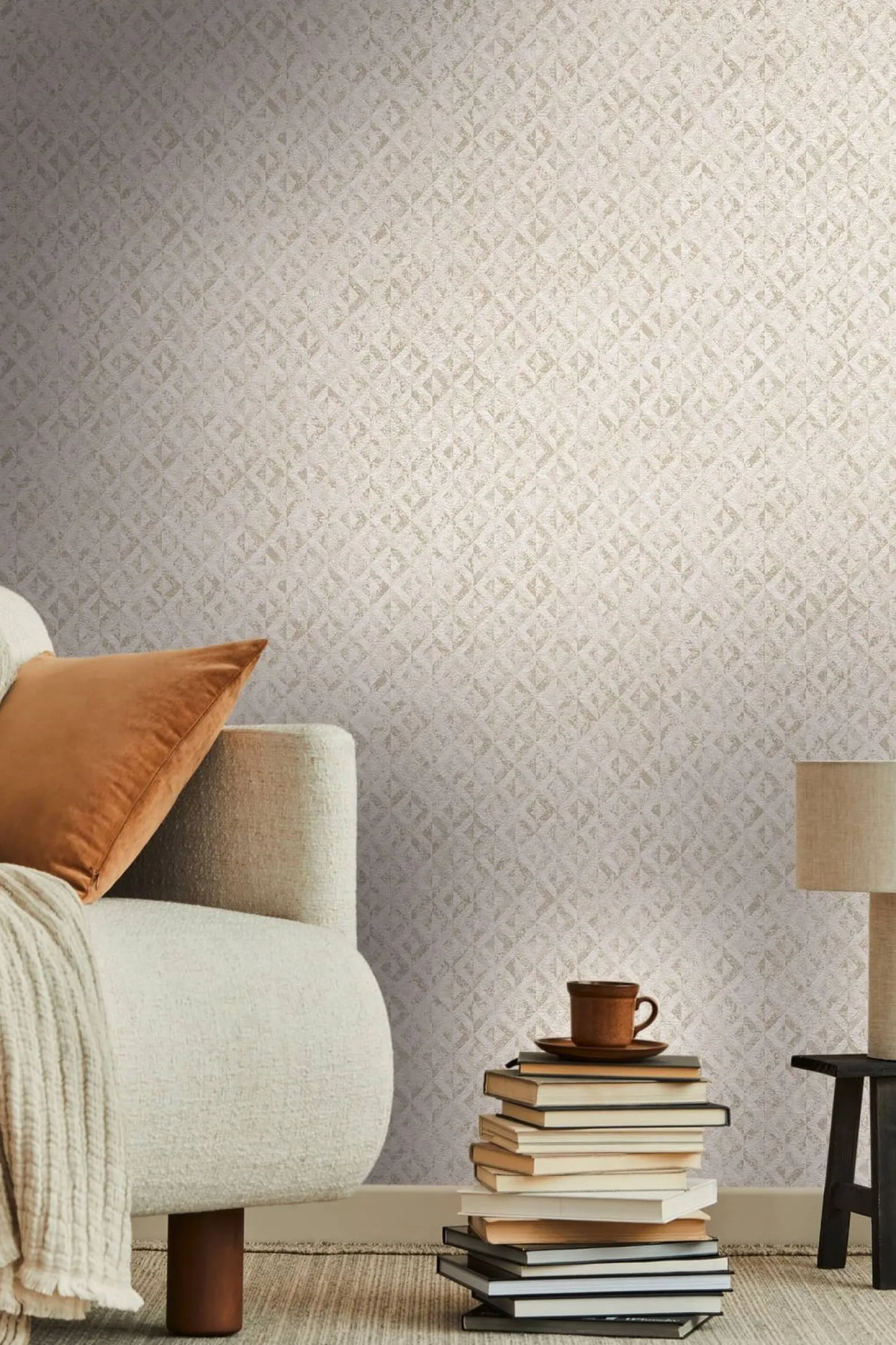 Vliestapete Grafik Rauten Weiß Gold Metallic 39505-2