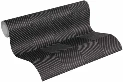 Vliestapete Grafik Raute schwarz silber 36926-5
