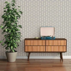 Vliestapete Grafik Retro grau weiß gold 37707-6