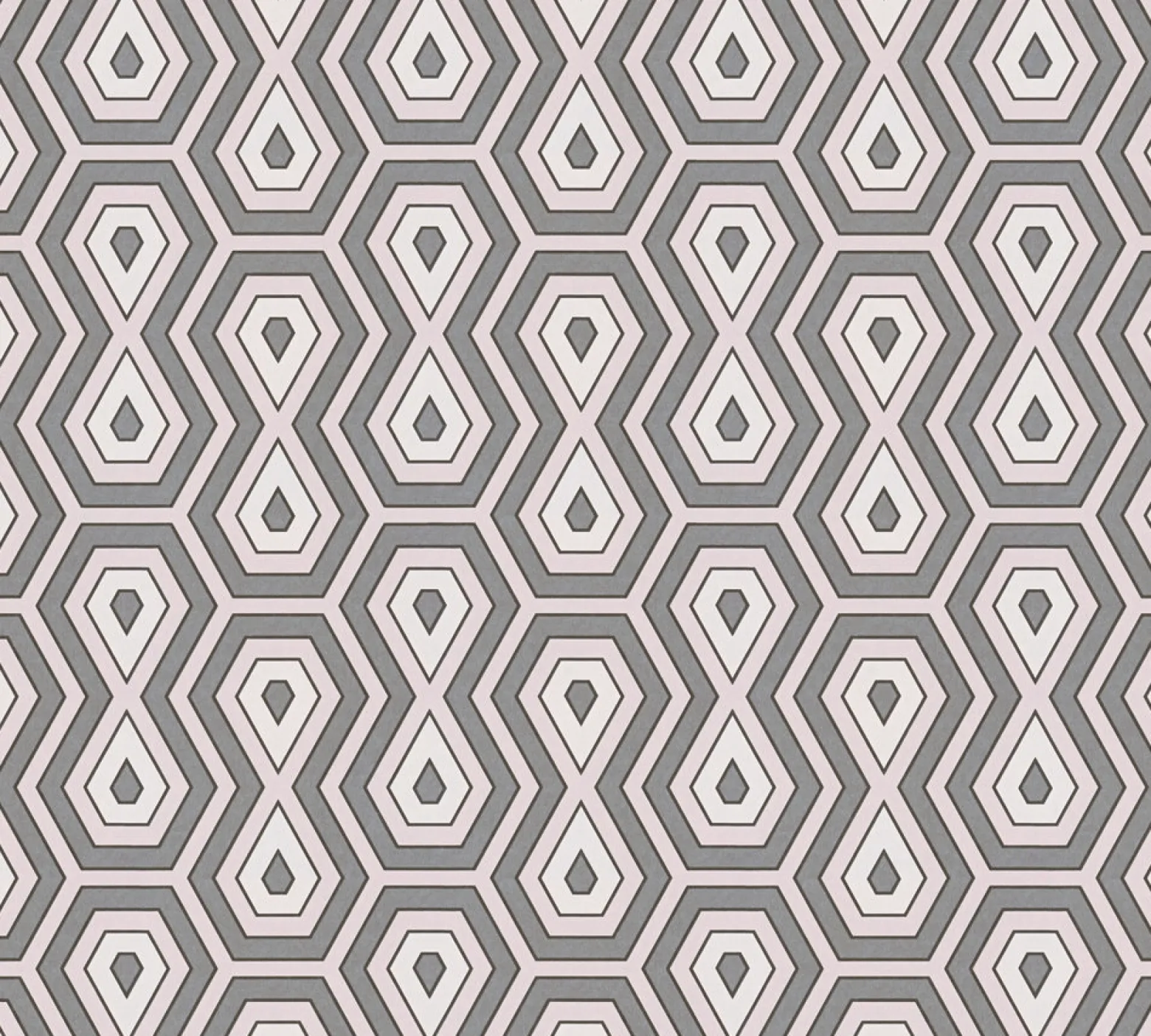 Vliestapete Grafik Retro grau rosa weiß 37707-7