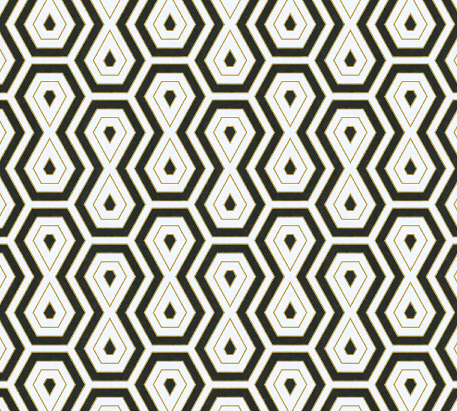Vliestapete Grafik Retro weiß schwarz gold 37707-5