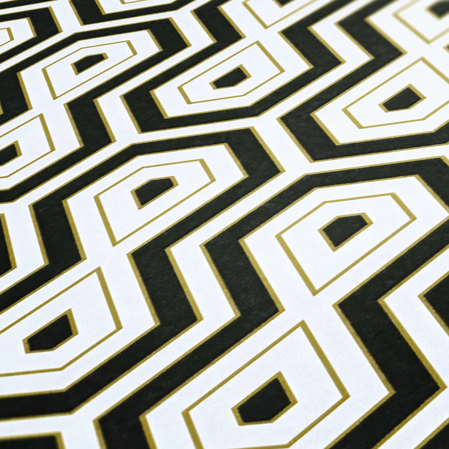 Vliestapete Grafik Retro weiß schwarz gold 37707-5