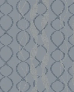 Vliestapete Grafik Schlaufen Glanz Marburg blau silber 58121