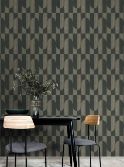 Vliestapete Grafik Streifen Schwarz Gold Metallic A55702