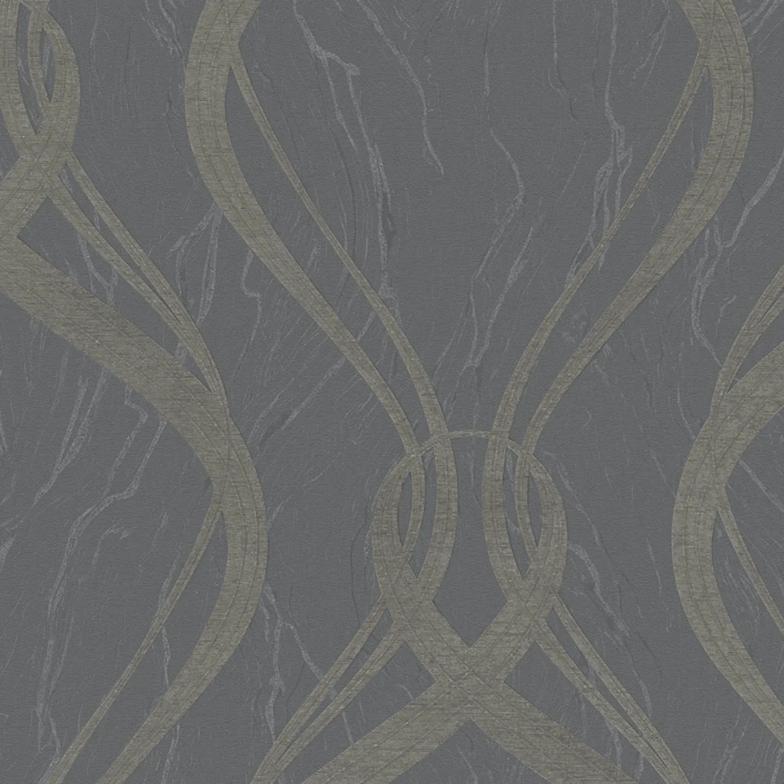 Vliestapete Grafik Wellen anthrazit Metallic Marburg 58231