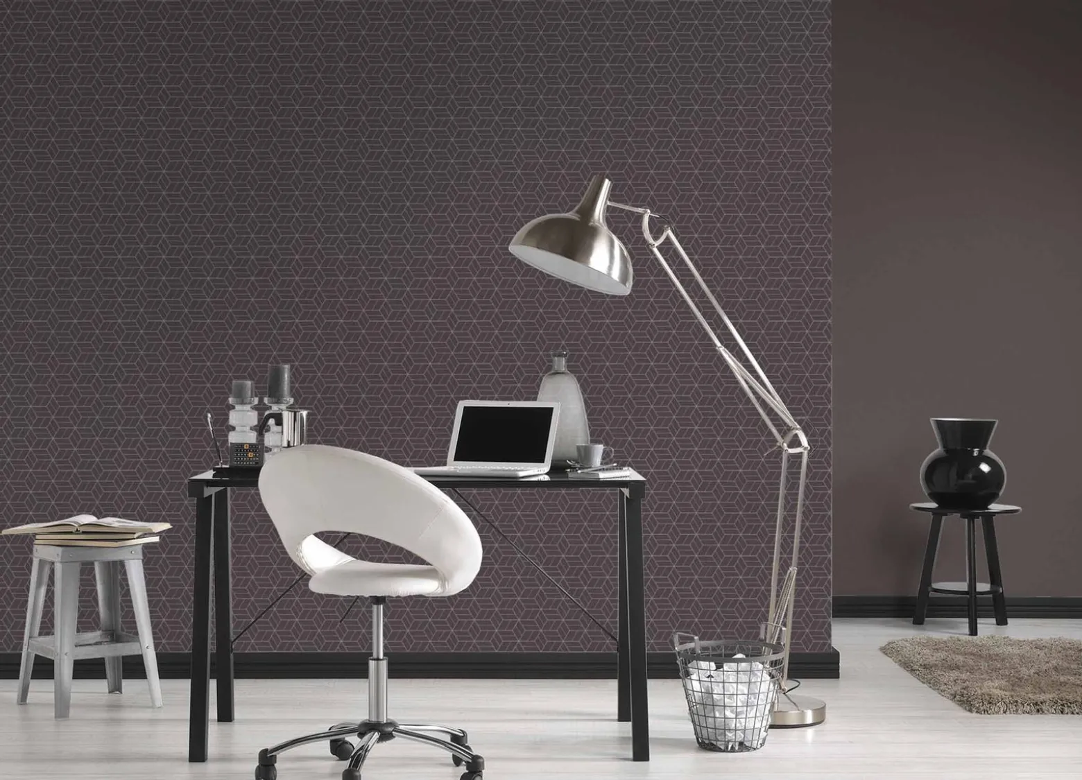 Vliestapete Grafik Würfel braun bunter Glitzer 36920-1