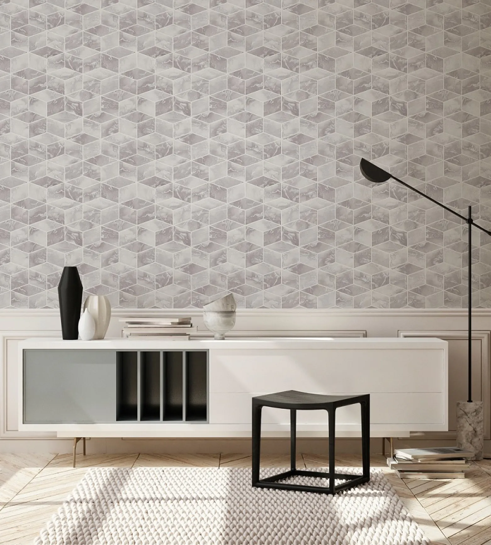 Vliestapete Grafik Würfel 3D grau Metallic 37863-1