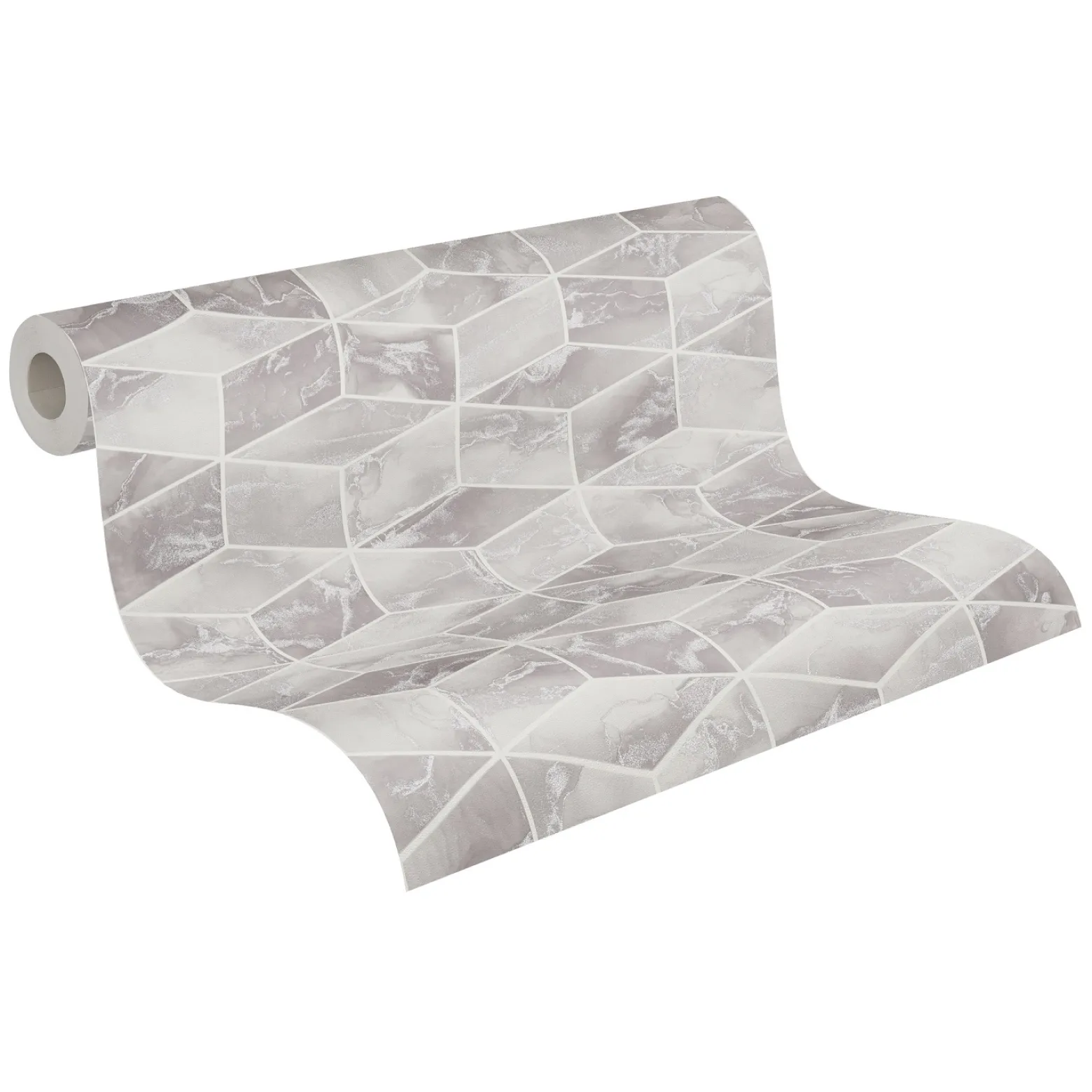 Vliestapete Grafik Würfel 3D grau Metallic 37863-1