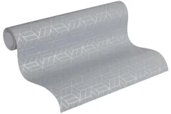 Vliestapete Grafik Würfel grau silber Glitzer 36920-4
