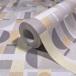 Vliestapete Grafisch Betonoptik Creme Grau Gelb 81646