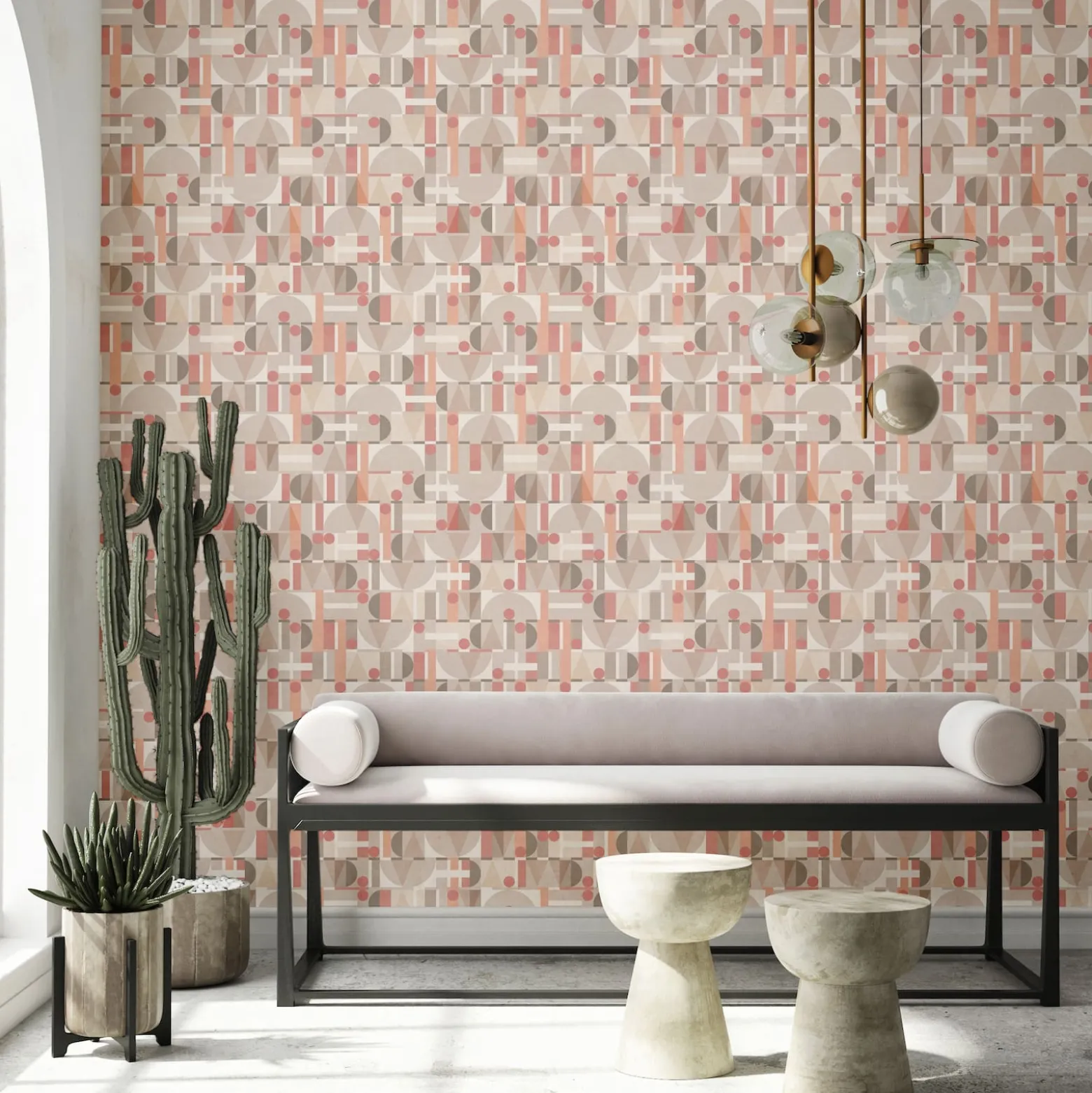 Vliestapete Grafisch Betonoptik Beige Rot Grau 81644