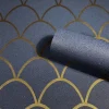 Vliestapete Grafisch Bögen Glitzer blau gold 32723